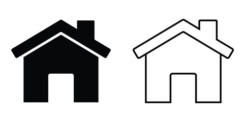 Home icon representation featuring a black filled version and a white outline version