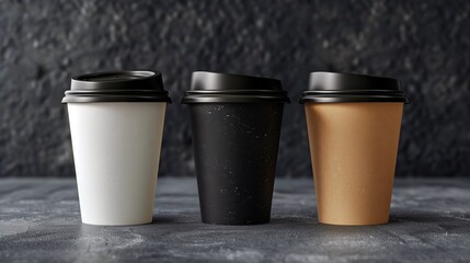 Sustainable paper coffee cup placed on a textured surface with roasted beans, perfect for eco branding, cafes, or lifestyle concepts.