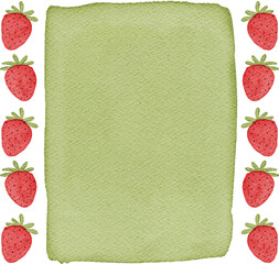 watercolor strawberry frame background for your text and design