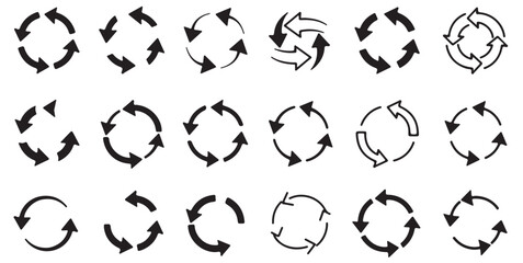 Circular Arrows: A collection of circular arrows, symbolizing cyclical processes, refreshing, and iteration, is arranged on a contrasting background, offering versatility for various design uses.