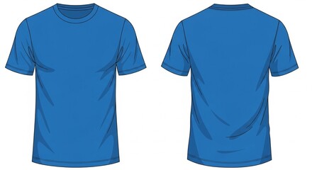 Blue T-Shirt Front and Back Outline Sketch
