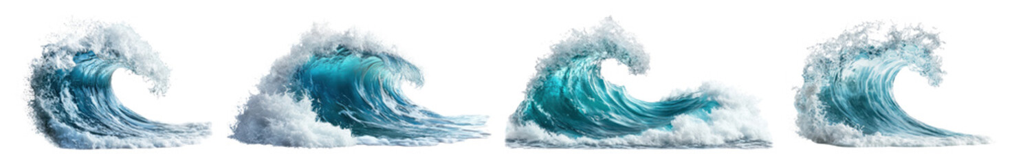 PNG Dynamic ocean wave illustrations, element set on transparent background