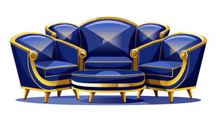 Bold and stylish, these modern luxury lounge seats in navy blue shine with deep elegance. Isolated on white, their plush texture and graceful silhouette express refined comfort and charm.