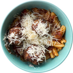 Bowl of Pasta with Meatballs and Cheese Silhouette PNG
