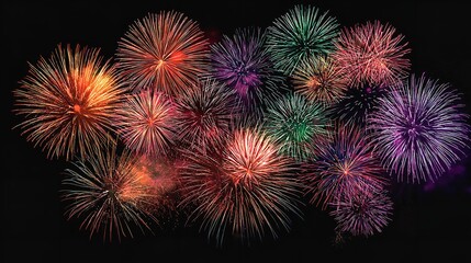 A breathtaking spectacle of vibrant fireworks exploding across the night sky illuminating celebrations with a dark