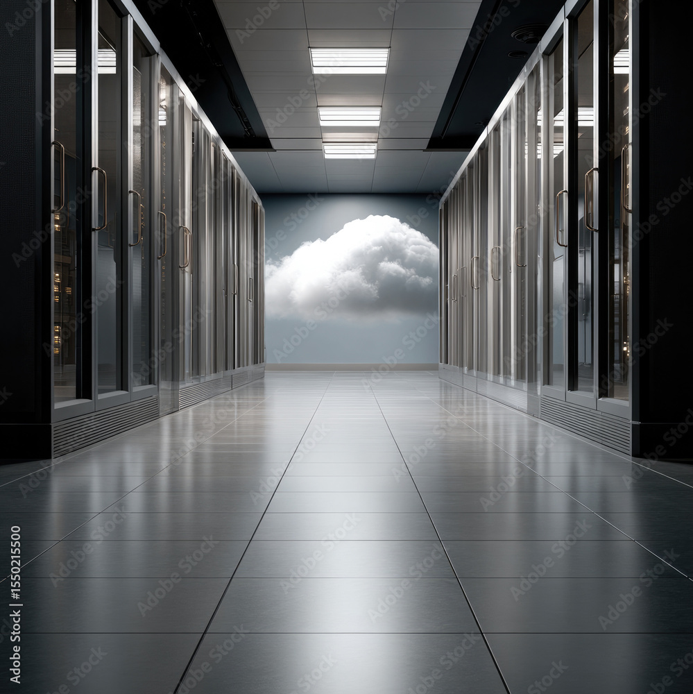 Poster Cloud server data technology storage network modern digital security innovation futuristic infrastructure computing