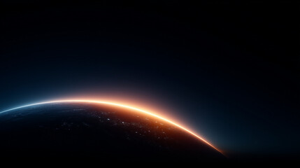 Obraz premium Sunrise Over Planet Horizon in Space 