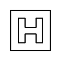 Fototapeta premium Hospital sign, letter H icon isolated on white background. Minimalist vector illustration of a hospital symbol for healthcare, medical services, emergency, clinic, and hospital wayfinding.