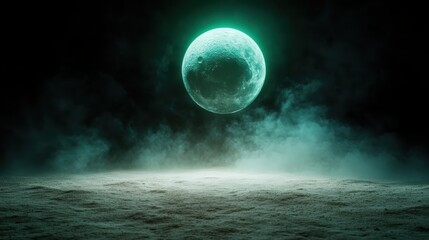 Fototapeta premium A vibrant moon casts an ethereal glow over a surreal landscape, evoking a sense of mystery and beauty in the natural world, while inviting dreams and contemplation.