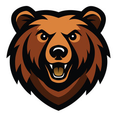 Powerful grizzly bear head mascot logo design for sports teams and brands