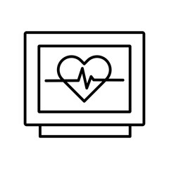 ECG line art icon isolated on white background. Minimalist vector illustration of electrocardiogram for medical and healthcare design