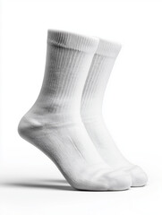 Plain white crew socks isolated on white background
