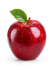 Fresh red apple with water drops isolated on white background
