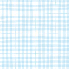 Blue Plaid Gingham Madras Check Hand Drawn Background Pattern Overlay
