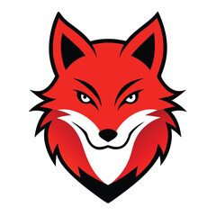 Red fox mascot head logo design with vibrant colors and bold outline