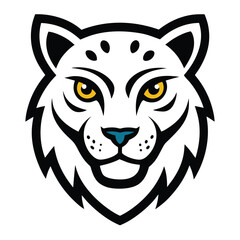 Stylized snow leopard head mascot logo design with vibrant colors on white background