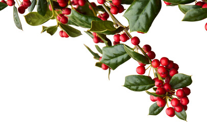 Holly Branch with Red Berries Silhouette PNG
