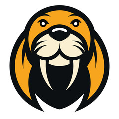 Friendly walrus head mascot logo design on a clean white background