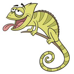 Funny chameleon isolated on white background