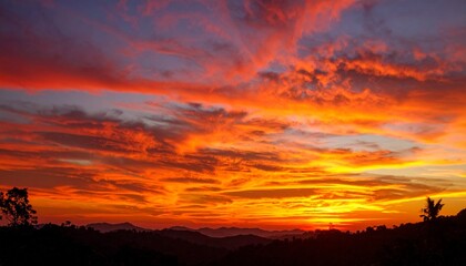 Fototapeta premium red sunset over the mountains