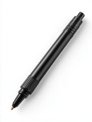 Black fountain pen close-up on white background
