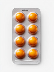 Orange pills in blister pack on white background

