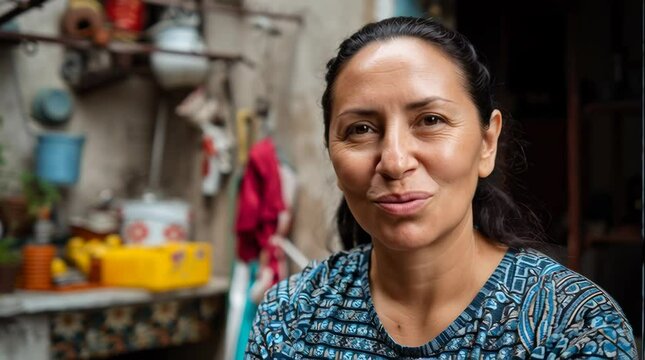 Average hispanic woman, everyday life.no make up, real people, looking at the camera