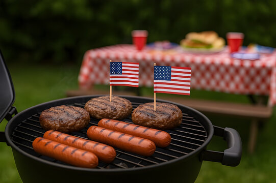 Independence Day BBQ – Hot Dogs, Burgers, and Flags