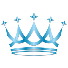 Golden royal crown with blue ribbon symbolizing power and wealth