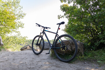 Mountain Bike Handlebar View on Scenic Quarry Landscape