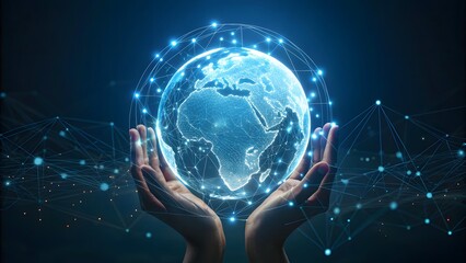 Future in Hand: Glowing Blue Earth