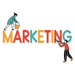 Vector creative illustration of marketing word lettering typogra