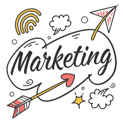 Vector creative illustration of marketing word lettering typogra