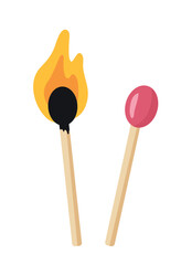 Matches, Camping, Forest travel. Flat vector clipart, illustration with isolated background.