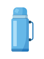 Camping thermos, Forest travel. Flat vector clipart, illustration with isolated background.