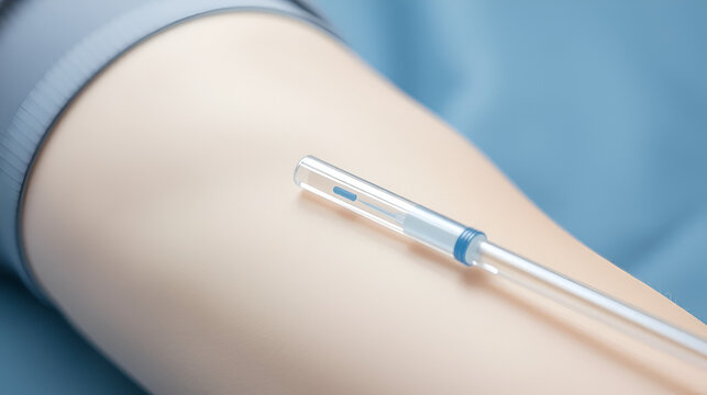 Close up of a canula inserted into a patient's arm
