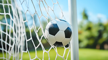 Goal net with ball hitting back in slow motion