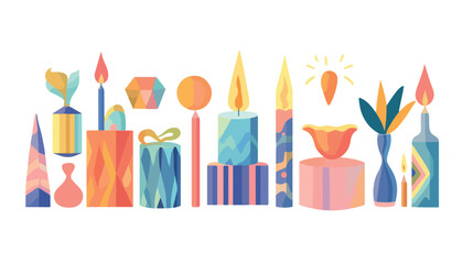 Modern Geometric Objects Candles and Gift Vector