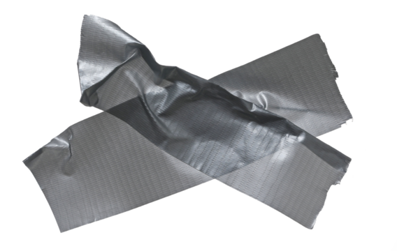 Grey reinforced adhesive repair tape isolated on white, top view	