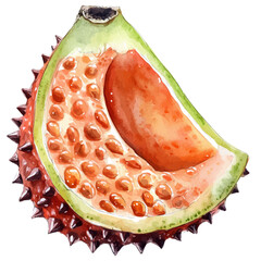 Salak Slice, watercolor painting vector, isolated on a white background.