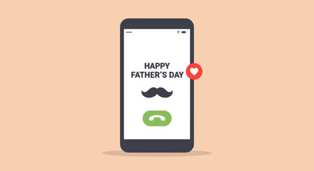 Smartphone screen displaying Father's Day message, concept for digital greetings and marketing