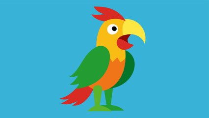 Obraz premium Angry Squawk The illustration features a fullbody view of the parrot midsquawk with its beak agape and one eye narrowed in dis. The feathers are illustrated with exaggerated