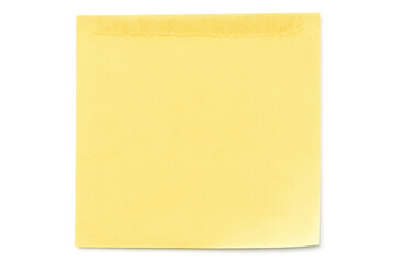 Yellow sticky note with a ripped edge, isolated on a transparent background, providing copy space for text or design elements