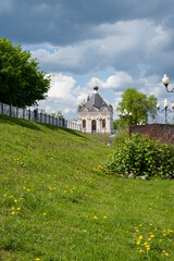 Rybinsk, Yaroslavl region, Russia - 05.24.2025. Chapel of St. Nicholas the Wonderworker on Volga...