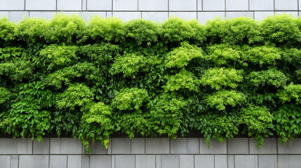 Obraz na płótnie Canvas Vibrant green wall adorning a modern building, showcasing sustainable architecture and urban greening