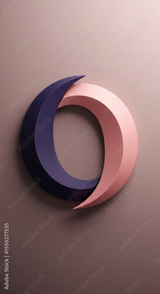 Poster abstract image of pink and purple curved shapes forming a circle, creating a modern and minimalist d