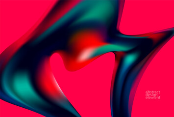 Abstract liquid holographic gradient shape. 3D Vector design element.