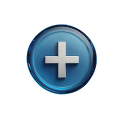 Obraz premium Glossy Blue Add Button Icon with a Shiny Circular Bevel on a Black Backdrop Enhancing the User Interface