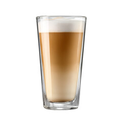 Latte Macchiato Elegance: A captivating glass of latte macchiato, presenting a smooth and visually appealing layered composition, a delightful beverage with its perfect balance of coffee and milk.