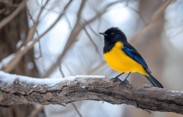 great tit parus major on branch 